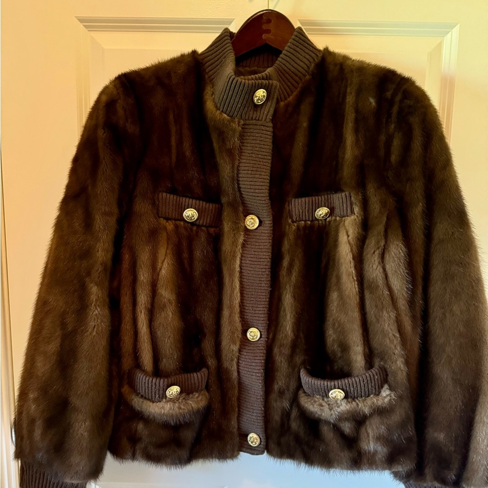 Custom Chanel style ranch mink jacket